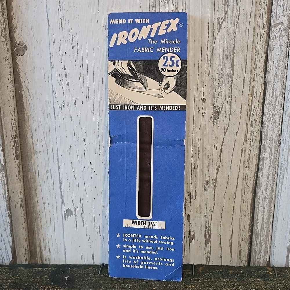VTG 1948 Irontex Fabric Mender Iron On 1.25" wide 90" long‎ Patch No Sewing NEW